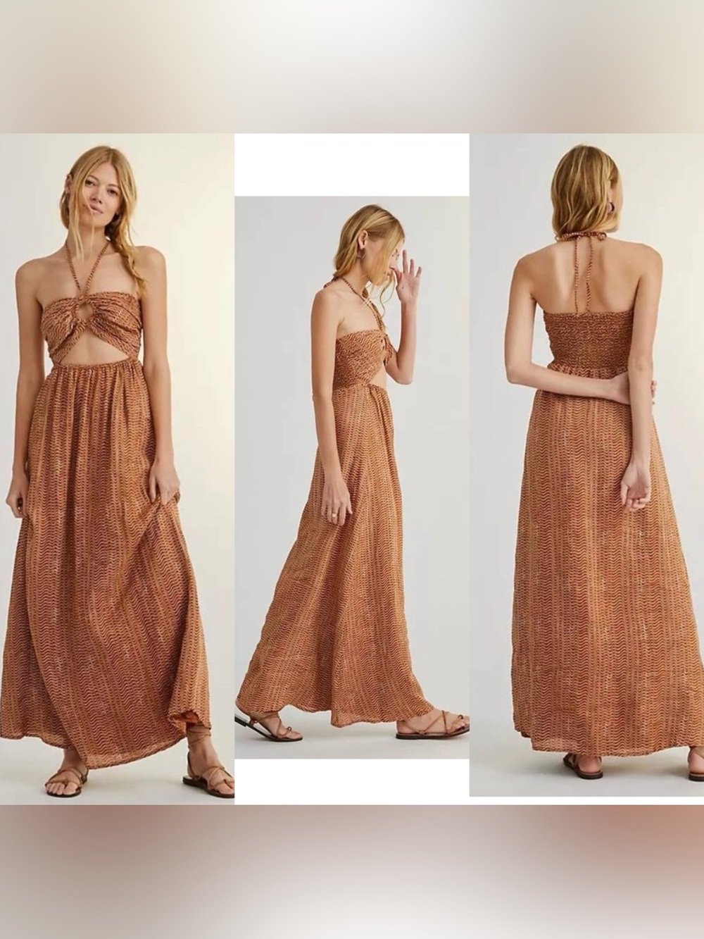 Faithful The Brand La Costa Women’s Rust Brown Halter Maxi Dress